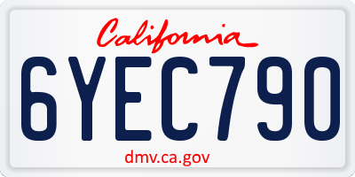 CA license plate 6YEC790