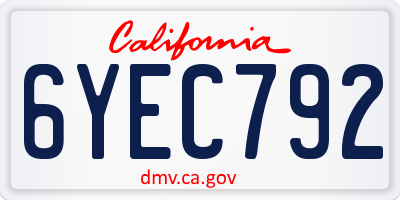 CA license plate 6YEC792