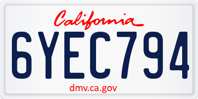 CA license plate 6YEC794