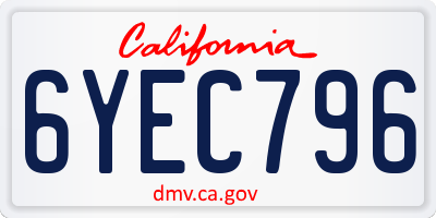 CA license plate 6YEC796