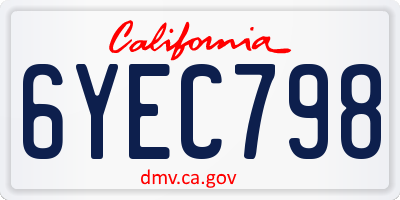 CA license plate 6YEC798