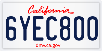CA license plate 6YEC800