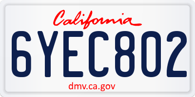 CA license plate 6YEC802