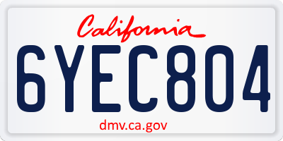 CA license plate 6YEC804