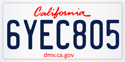 CA license plate 6YEC805