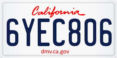 CA license plate 6YEC806