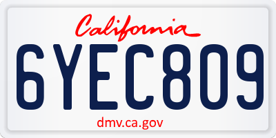 CA license plate 6YEC809