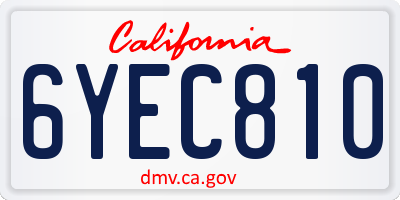 CA license plate 6YEC810