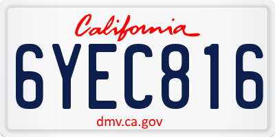CA license plate 6YEC816