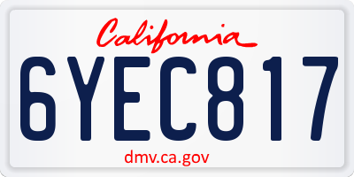 CA license plate 6YEC817