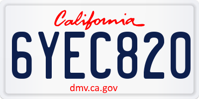 CA license plate 6YEC820