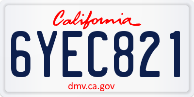 CA license plate 6YEC821
