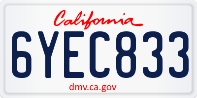 CA license plate 6YEC833