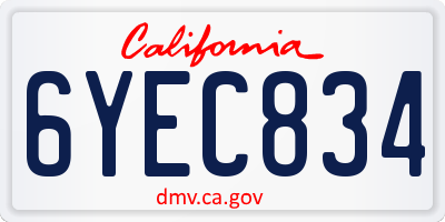 CA license plate 6YEC834