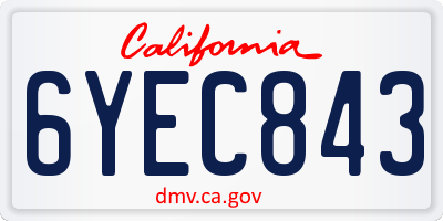 CA license plate 6YEC843