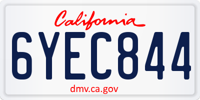 CA license plate 6YEC844