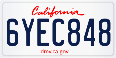 CA license plate 6YEC848
