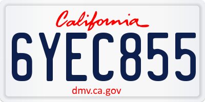 CA license plate 6YEC855