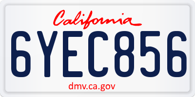 CA license plate 6YEC856