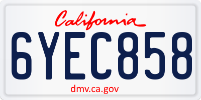 CA license plate 6YEC858