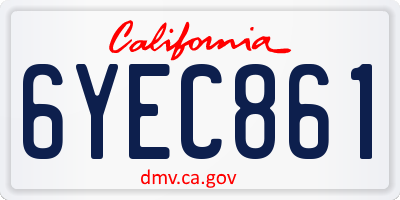 CA license plate 6YEC861