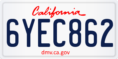 CA license plate 6YEC862