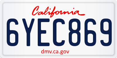 CA license plate 6YEC869