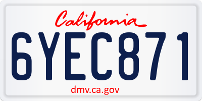 CA license plate 6YEC871