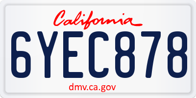 CA license plate 6YEC878