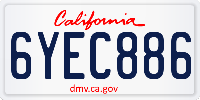 CA license plate 6YEC886