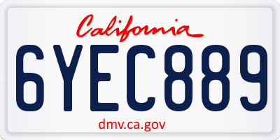 CA license plate 6YEC889