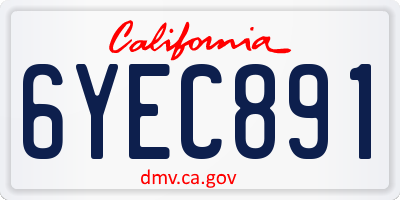 CA license plate 6YEC891