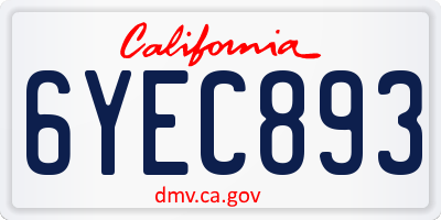 CA license plate 6YEC893