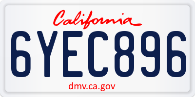 CA license plate 6YEC896