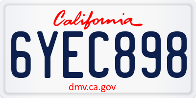 CA license plate 6YEC898