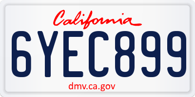 CA license plate 6YEC899