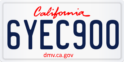 CA license plate 6YEC900