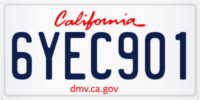 CA license plate 6YEC901