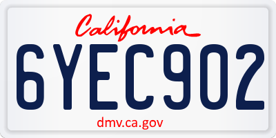 CA license plate 6YEC902
