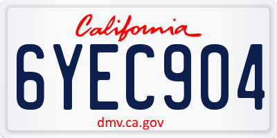CA license plate 6YEC904