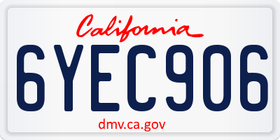 CA license plate 6YEC906