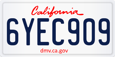 CA license plate 6YEC909
