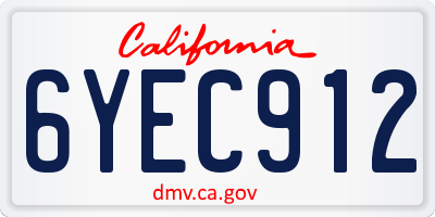 CA license plate 6YEC912