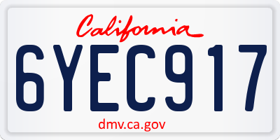 CA license plate 6YEC917
