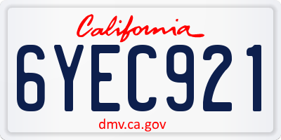 CA license plate 6YEC921