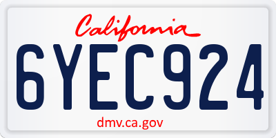 CA license plate 6YEC924