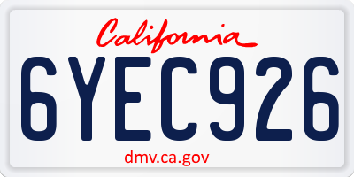 CA license plate 6YEC926