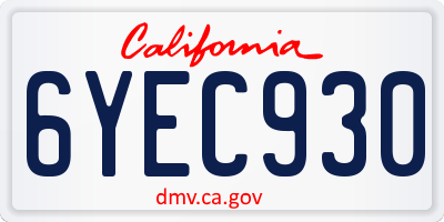 CA license plate 6YEC930
