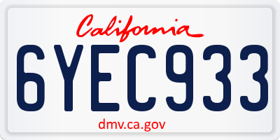 CA license plate 6YEC933