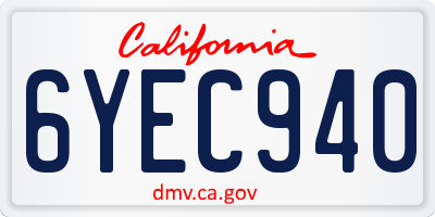 CA license plate 6YEC940